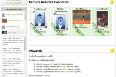 Mise en relation de joueurs de tennis leader en France - chat en ligne - messagerie - articles techniques - cartographie des clubs...